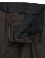 Dark Brown Wool Slim Fit Formal Pants