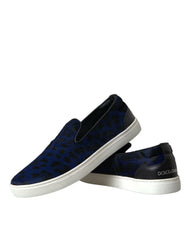 Blue Calfskin Hair Leopard Sneakers Shoes