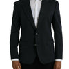 Dolce & Gabbana Dark Blue Cotton Single Breasted Coat Blazer