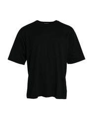 Black Logo Embossed Crew Neck Short Sleeves T-shirt