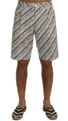 Elegant Striped Cotton-Linen Shorts