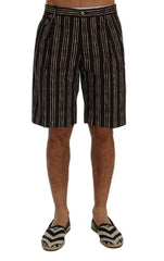 Bordeaux Striped Cotton Knee High Shorts