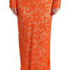 Dolce & Gabbana Elegant Long-Sleeve Full-Length Orange Sheath Dress