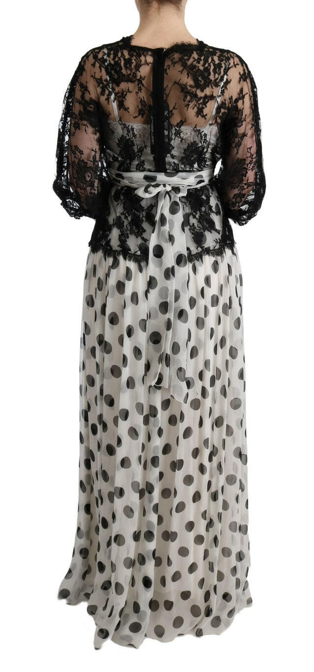 Dolce & Gabbana Elegant Polka Dotted Full Length Gown