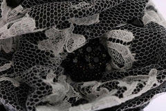 Elegant Black & White Floral Lace Crystal Hair Claw