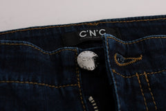 Chic Flared Cotton Jeans in Blue