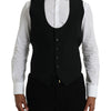 Dolce & Gabbana Black Wool Waistcoat Dress Formal Vest