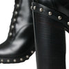 Dolce & Gabbana Black Leather Studded Lace Up Boots Shoes