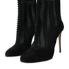 Dolce & Gabbana Black Mesh Stiletto Heels Ankle Boots Shoes