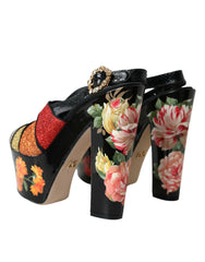 Multicolor Floral Crystal Platform Sandals Shoes