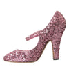 Dolce & Gabbana Pink Sequin Mary Jane Pumps High Heels Shoes