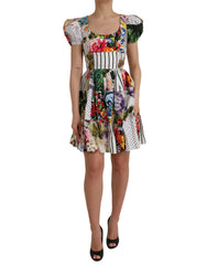 Dolce & Gabbana Multicolor Patchwork Cotton Aline Mini Dress