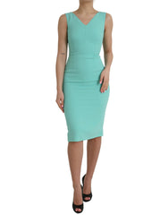 Dolce & Gabbana Green Viscose Sleeveless Bodycon Midi Dress