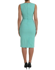 Dolce & Gabbana Green Viscose Sleeveless Bodycon Midi Dress