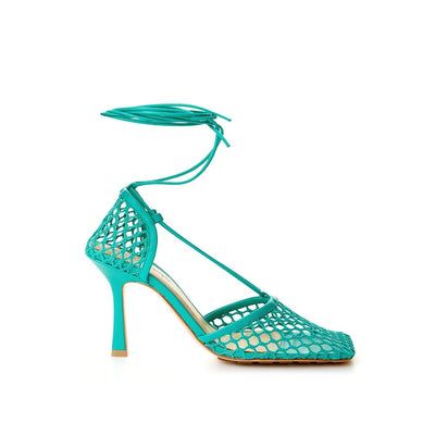 Bottega Veneta Green Cotton Leather Sandal