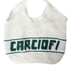 Dolce & Gabbana White Green Knitted Cotton Logo Shopping Tote Bag