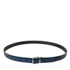 Dolce & Gabbana Blue Calf Leather Silver Metal Buckle Belt Men