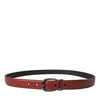 Dolce & Gabbana Brown Leather Silver Metal Buckle Belt Men