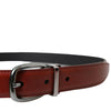 Dolce & Gabbana Brown Leather Silver Metal Buckle Belt Men