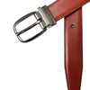 Dolce & Gabbana Brown Leather Silver Metal Buckle Belt Men