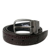 Dolce & Gabbana Dark Brown Perforated Leather Metal Buckle Belt Men