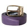 Dolce & Gabbana Purple Leather Gold Metal Buckle Belt Men