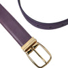 Dolce & Gabbana Purple Leather Gold Metal Buckle Belt Men