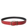 Dolce & Gabbana Red Perforated Leather Metal Buckle Belt Men