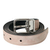 Dolce & Gabbana Beige Suede Leather Silver Buckle Belt Men