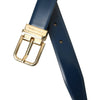 Dolce & Gabbana Blue Calf Leather Gold Metal Buckle Belt Men