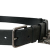 Dolce & Gabbana Black Calf Leather Silver Metal Buckle Belt