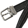 Dolce & Gabbana Black Jacquard Stripes Silver Metal Buckle Belt