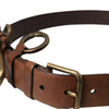 Dolce & Gabbana Brown Calf Leather Gold Metal Buckle Belt Men