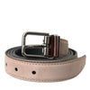 Dolce & Gabbana Beige Suede Leather Silver Buckle Belt Men