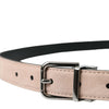 Dolce & Gabbana Beige Suede Leather Silver Buckle Belt Men