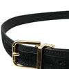 Dolce & Gabbana Black Gros Grain Gold Metal Buckle Belt Men