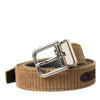 Dolce & Gabbana Brown Velvet Silver Metal Buckle Belt Men