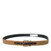 Dolce & Gabbana Brown Velvet Silver Metal Buckle Belt Men