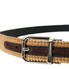 Dolce & Gabbana Brown Velvet Silver Metal Buckle Belt Men