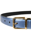 Dolce & Gabbana Metallic Blue Leather Gold Metal Buckle Belt