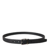 Dolce & Gabbana Black Glittered Leather Silver Buckle Belt