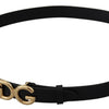 Dolce & Gabbana Black Leather Metal #DG Logo Buckle Belt