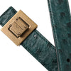 Dolce & Gabbana Dark Green Leather Square Metal Buckle Belt