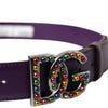 Dolce & Gabbana Purple Leather DG Logo Studs Metal Buckle Belt