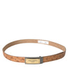 Dolce & Gabbana Beige Leather Gold Logo Engraved Buckle Belt