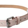 Dolce & Gabbana Light Pink Leather Silver Metal Buckle Belt