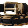 Dolce & Gabbana Multicolor Jacquard Leather Logo Buckle Belt