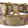 Dolce & Gabbana Pink Jaquard DG Logo Gold Metal Buckle Belt