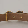 Dolce & Gabbana Pink Jaquard DG Logo Gold Metal Buckle Belt