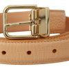 Dolce & Gabbana Beige Exotic Leather Gold Metal Buckle Belt